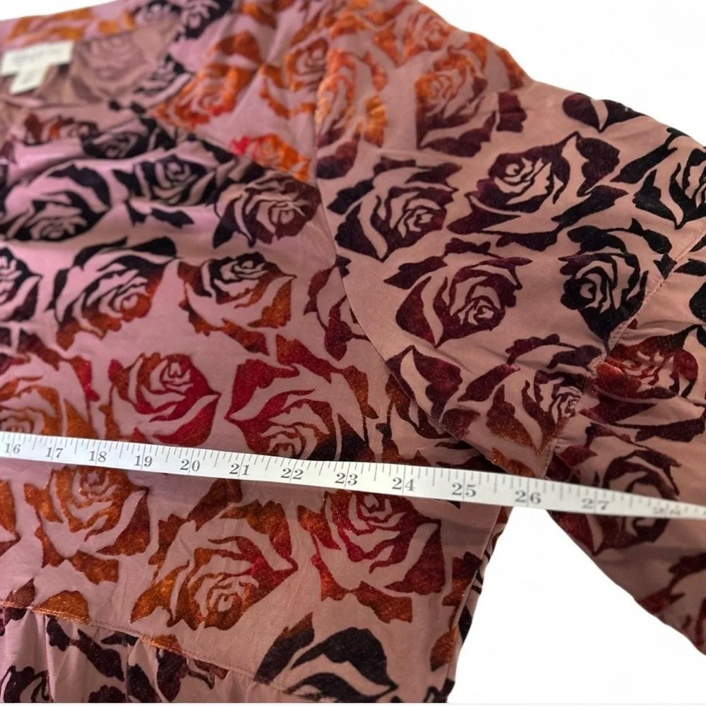 NWT Whimsical Floral Burnout Velvet Peasant Bell Sleeve Blouse Woman's 3XL - Picture 7 of 8